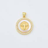 18K Gold Filled Cross Shell Pearl Charm, Cross Pendant for Religious Necklace Bracelet Jewelry Making Supply, 22x25mm, CP2000
